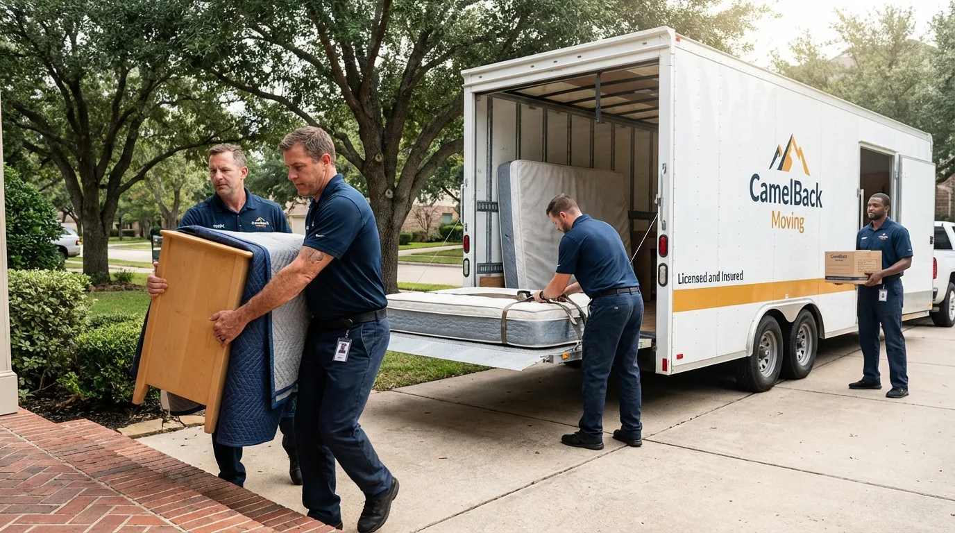 Crew loading residential truck for cross-state move from Columbus, OH
